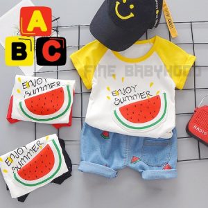 Boys Summer Dress watermelon crew neck shirt & jeans